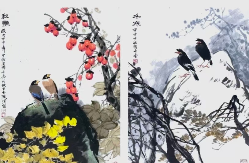 中国书画艺术家联盟——中美协名家吴国亭《秋》《冬》